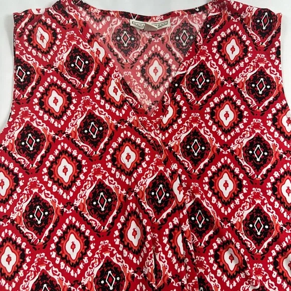 Dana Buchman Red and Black Geometric Sleeveless Blouse - Picture 4 of 6